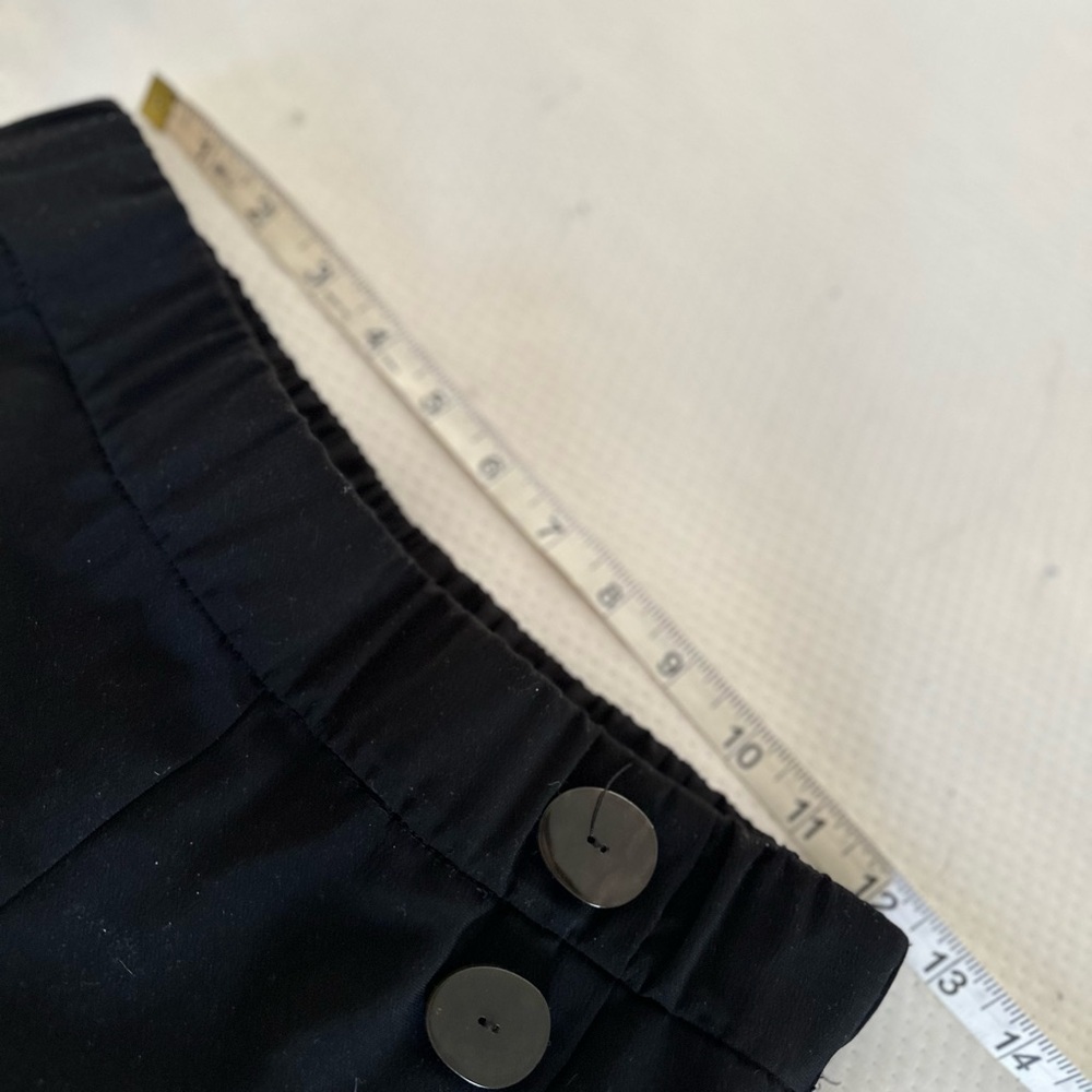 Zara Sz: M  Black Wide Leg Cropped Pull On Sailor Pant Large Button Accent - Picture 4 of 12